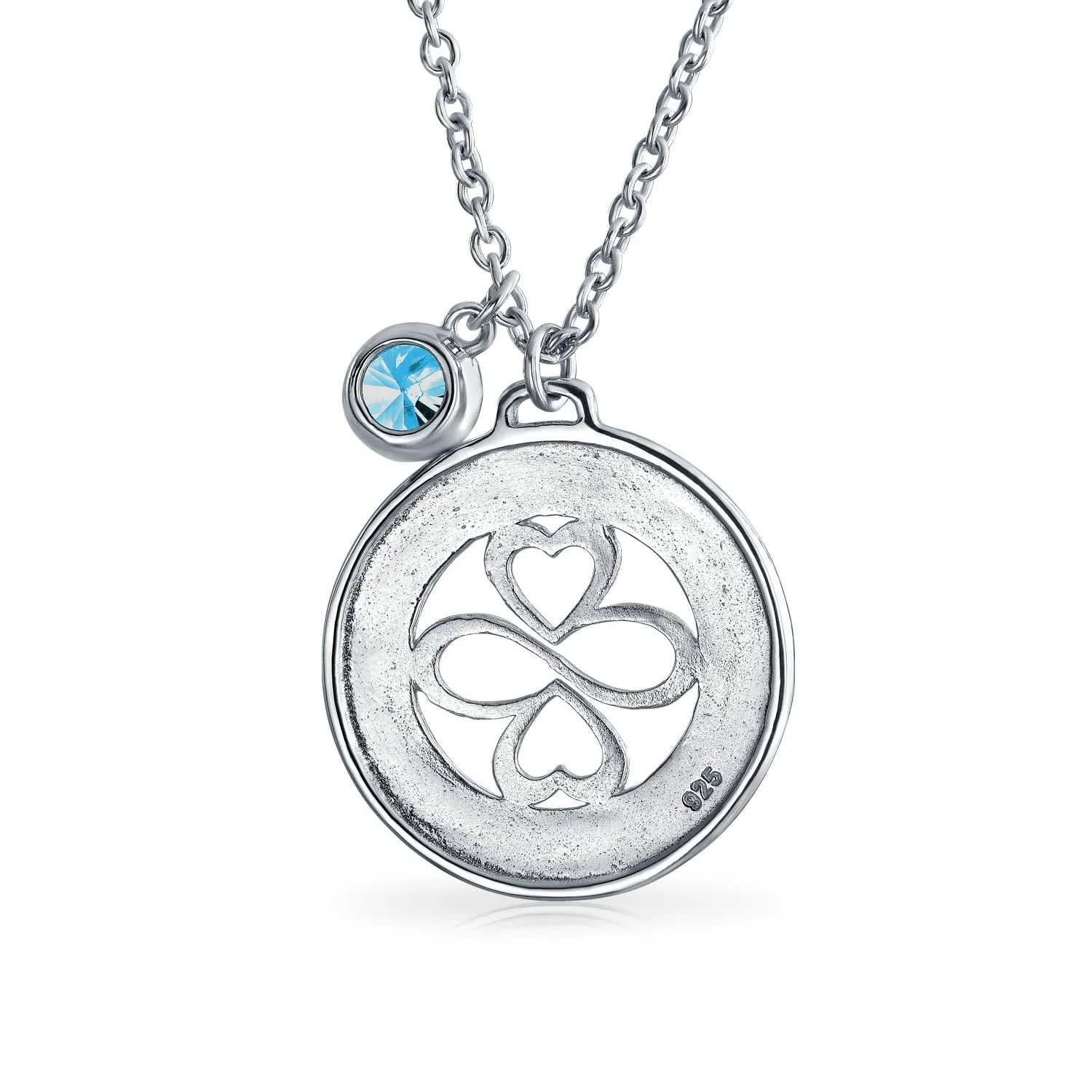 AYLLU Love Luck Unity Disc Pendant Crystal 12 Birthstone Colors Silver
