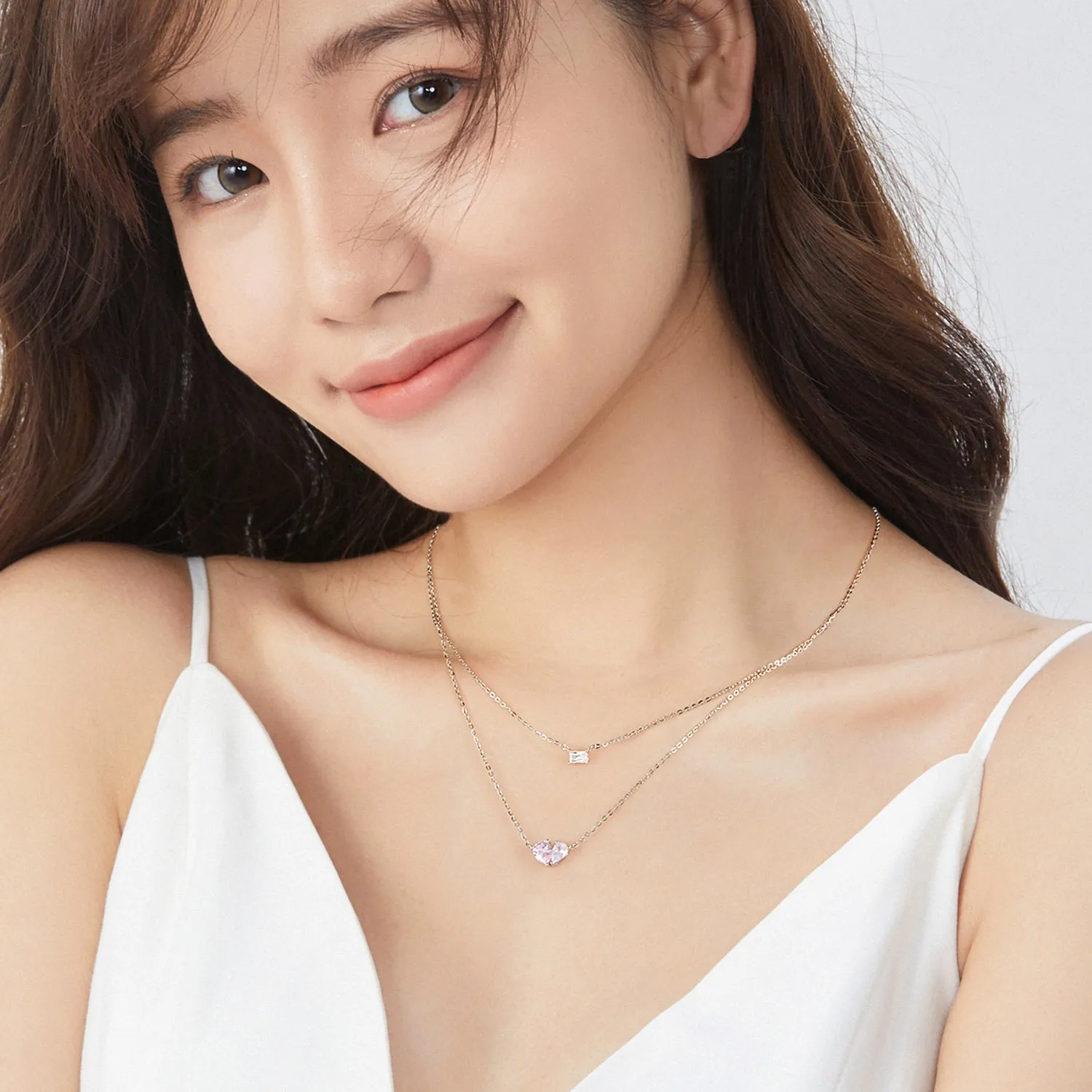Sterling Silver Cuddle Hearts Two-Layer Choker Necklace by FANCIME - Romantic and Elegant Design