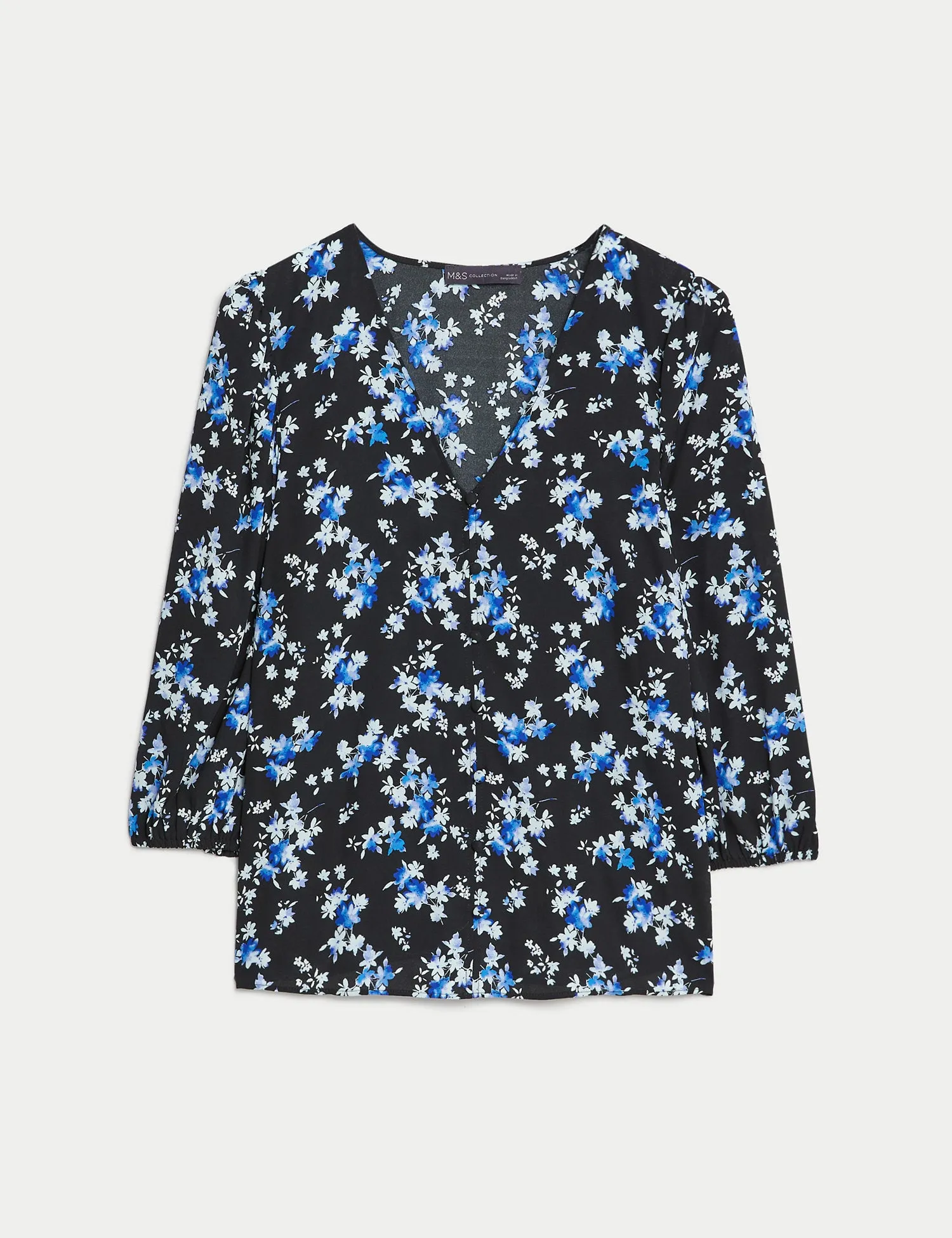 Floral V-Neck Button Through Blouse