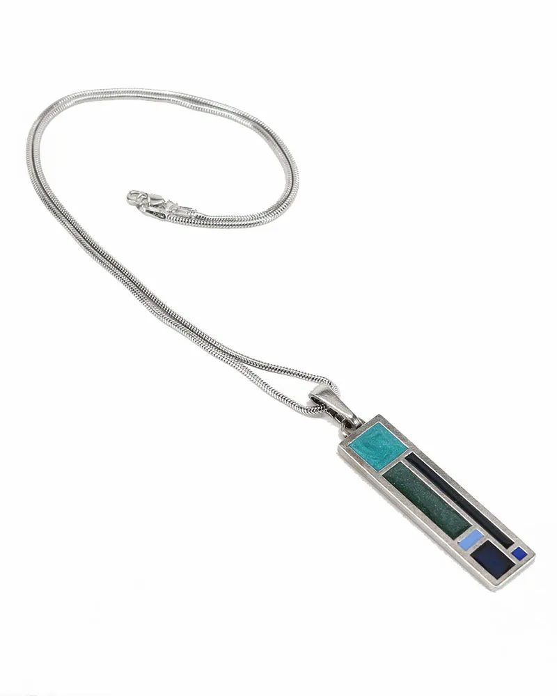 Prairie Window Pendant Necklace Blue