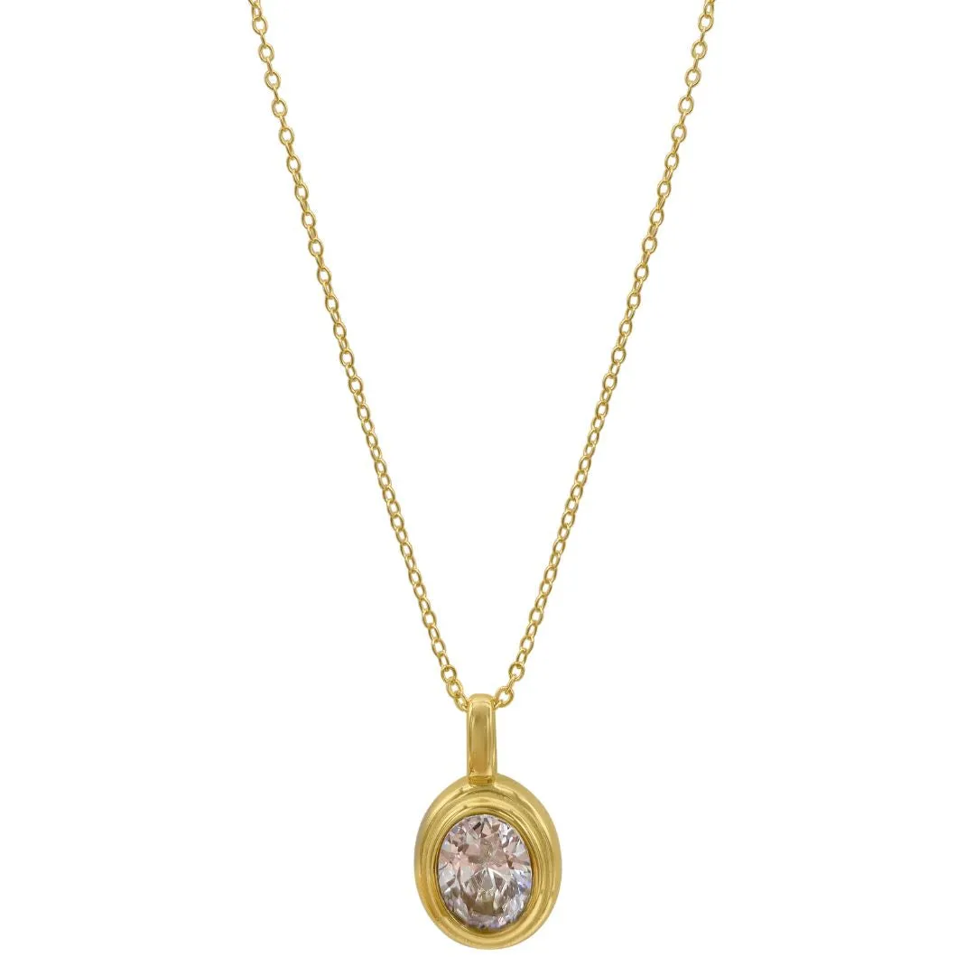 Tarnish Resistant 14k Gold Plated White Crystal Necklace