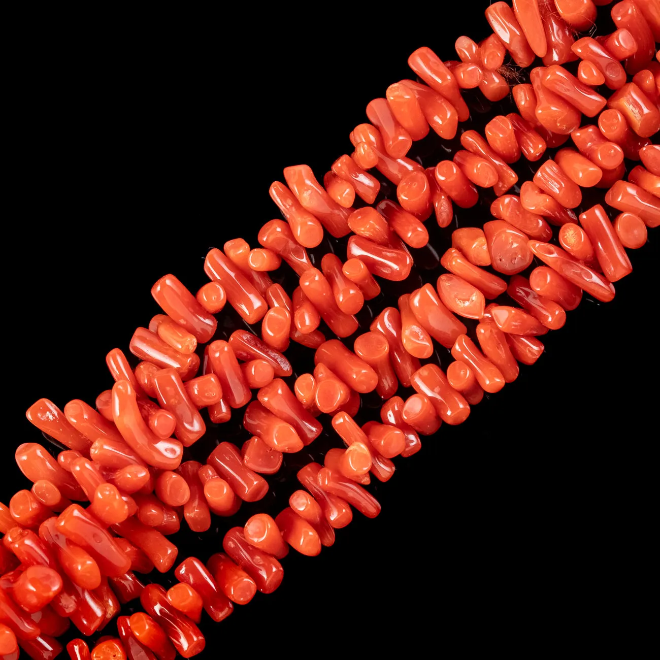Triple Strand Coral Necklace Cz Sterling Silver Clasp